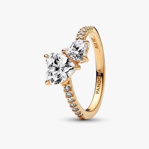 Pandora Double Heart Sparkling Ring